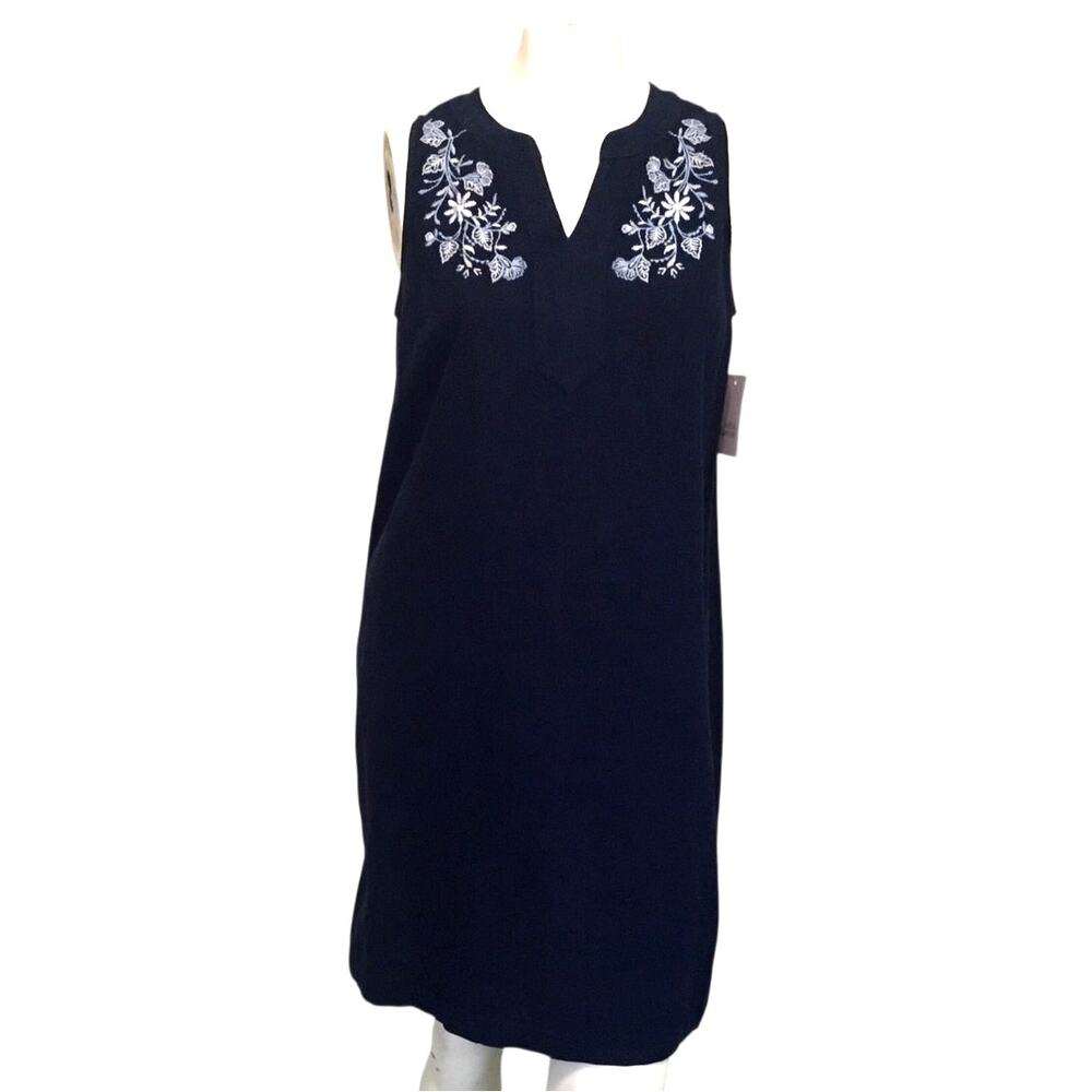Croft & Barrow Shift Dress X-S NWT Embroidery Y-Neck $39.99